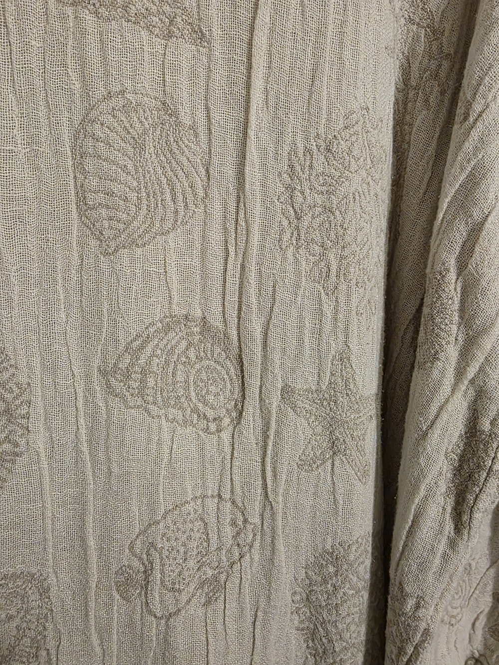Light Beige Shell-Print Women's Robe - Picture 4 of 7